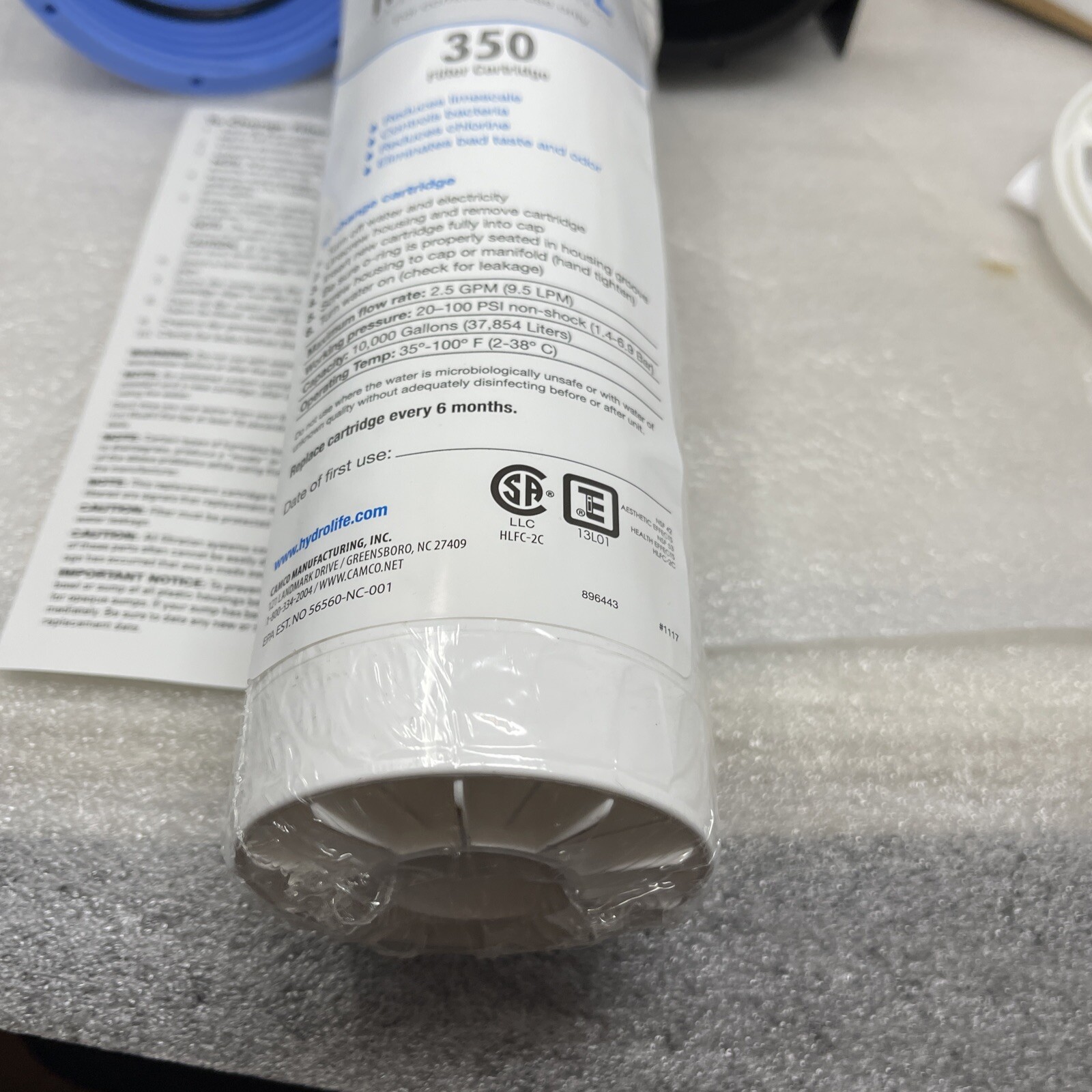 Camco Hydro Life HLC 300 Kit, 350 Water Filter Cartridge Processor, Ice Machine