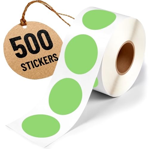 2 Inch Dot Matte Green Color Code Labels for Color Coding and 2 inches