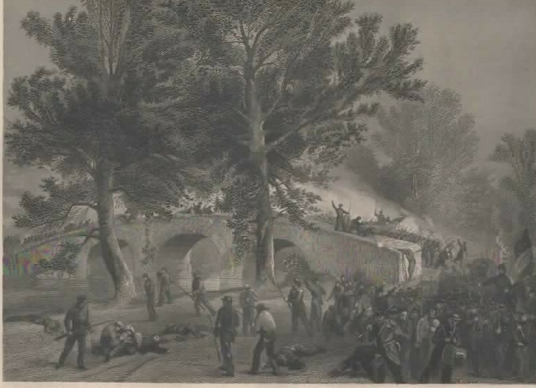 Battle of Antietam  Gallant Charge of Gen. Burnside's Div vintage print 1865