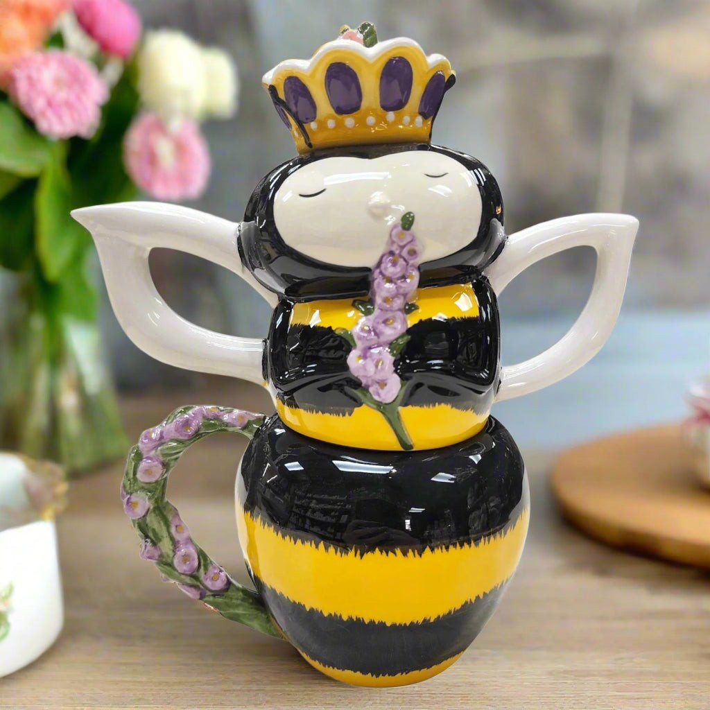 Blue Sky Clayworks Queen Bee Teapot Service for One