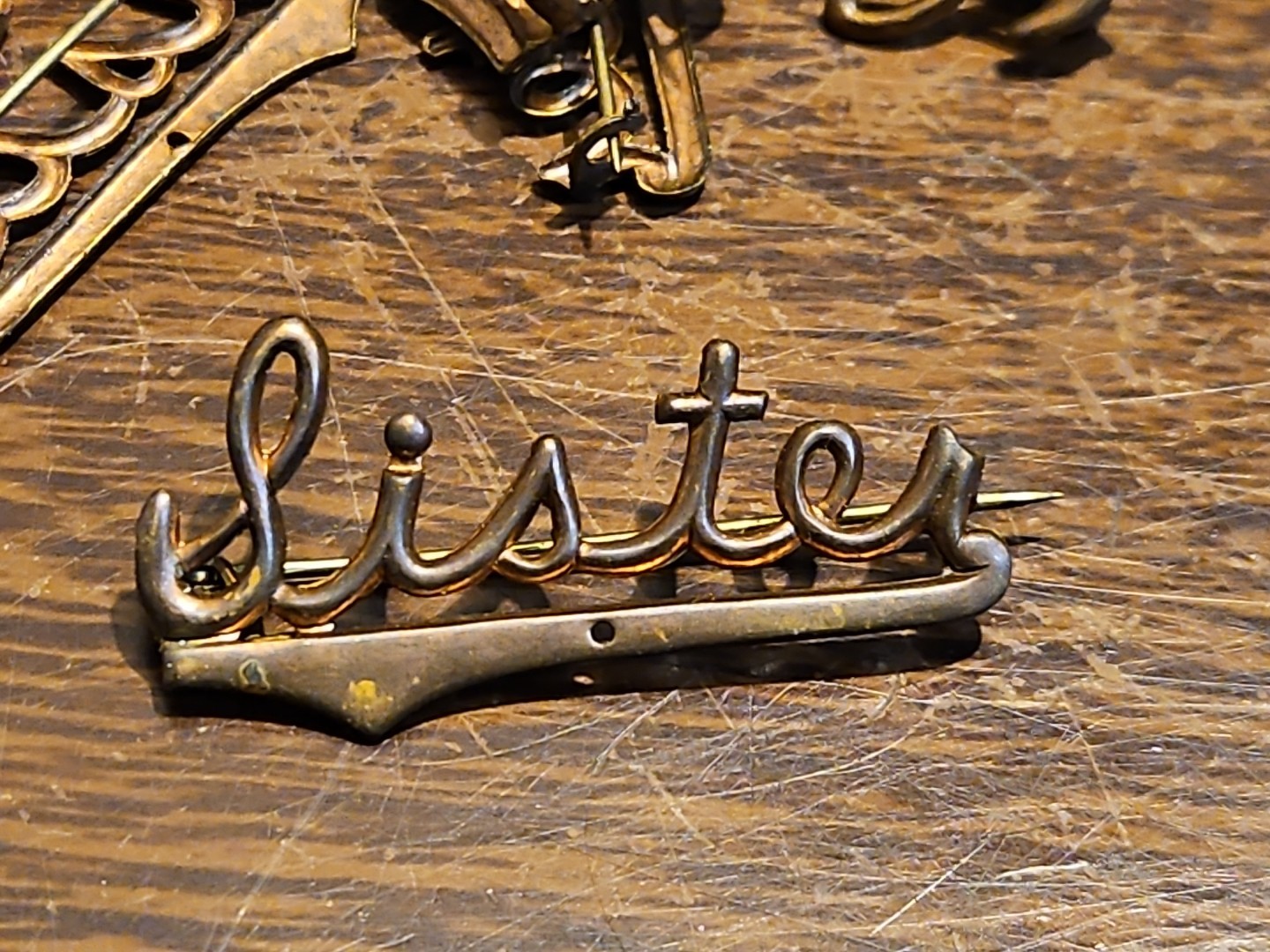 Lot Of 58 Sister Pins France Vintage 60s Brass Stampings Findings Jewelry