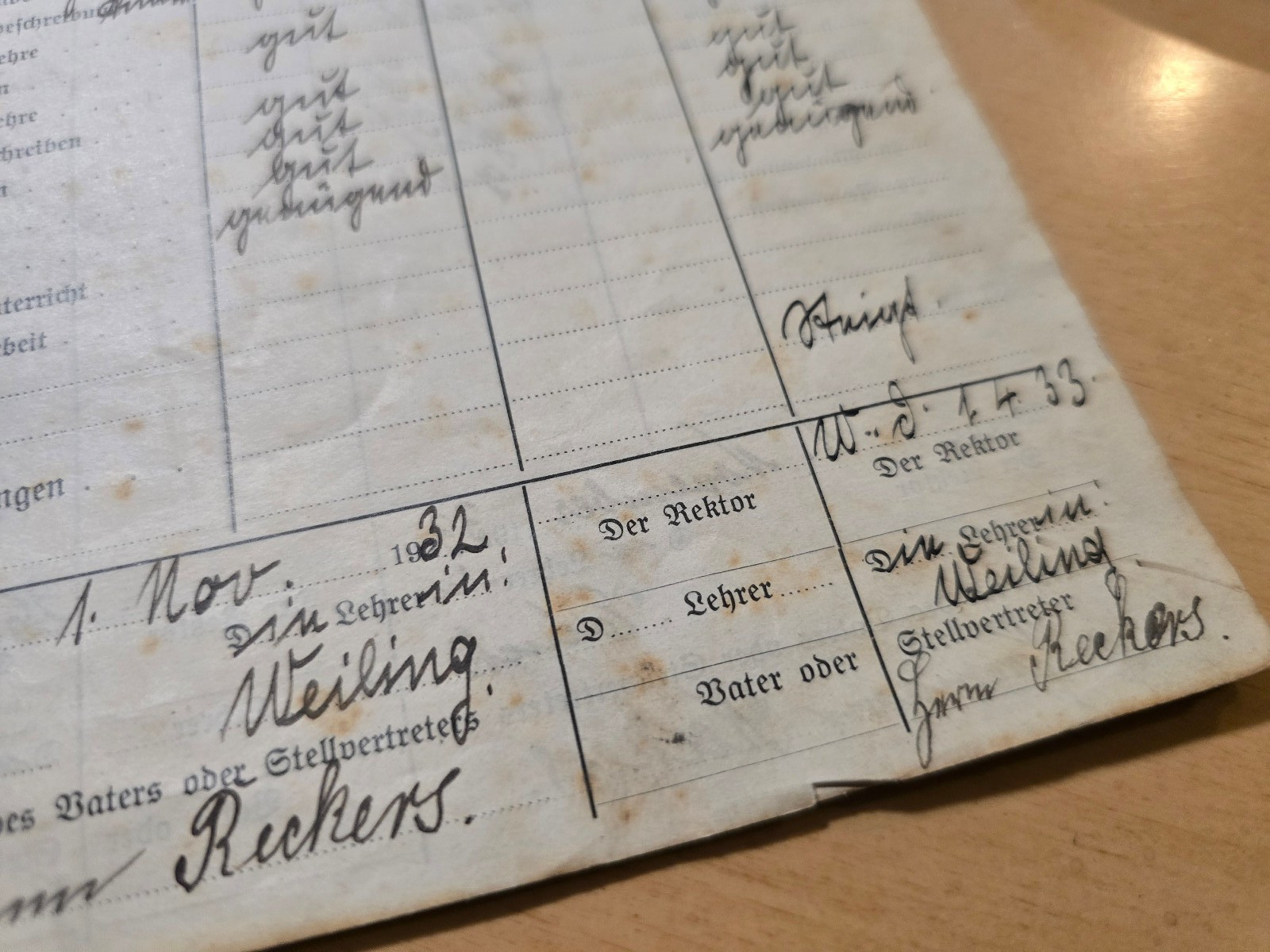 1930–1937 Third Reich Jugend German School Report Book Zeugnis Heft Wilhelm Reck