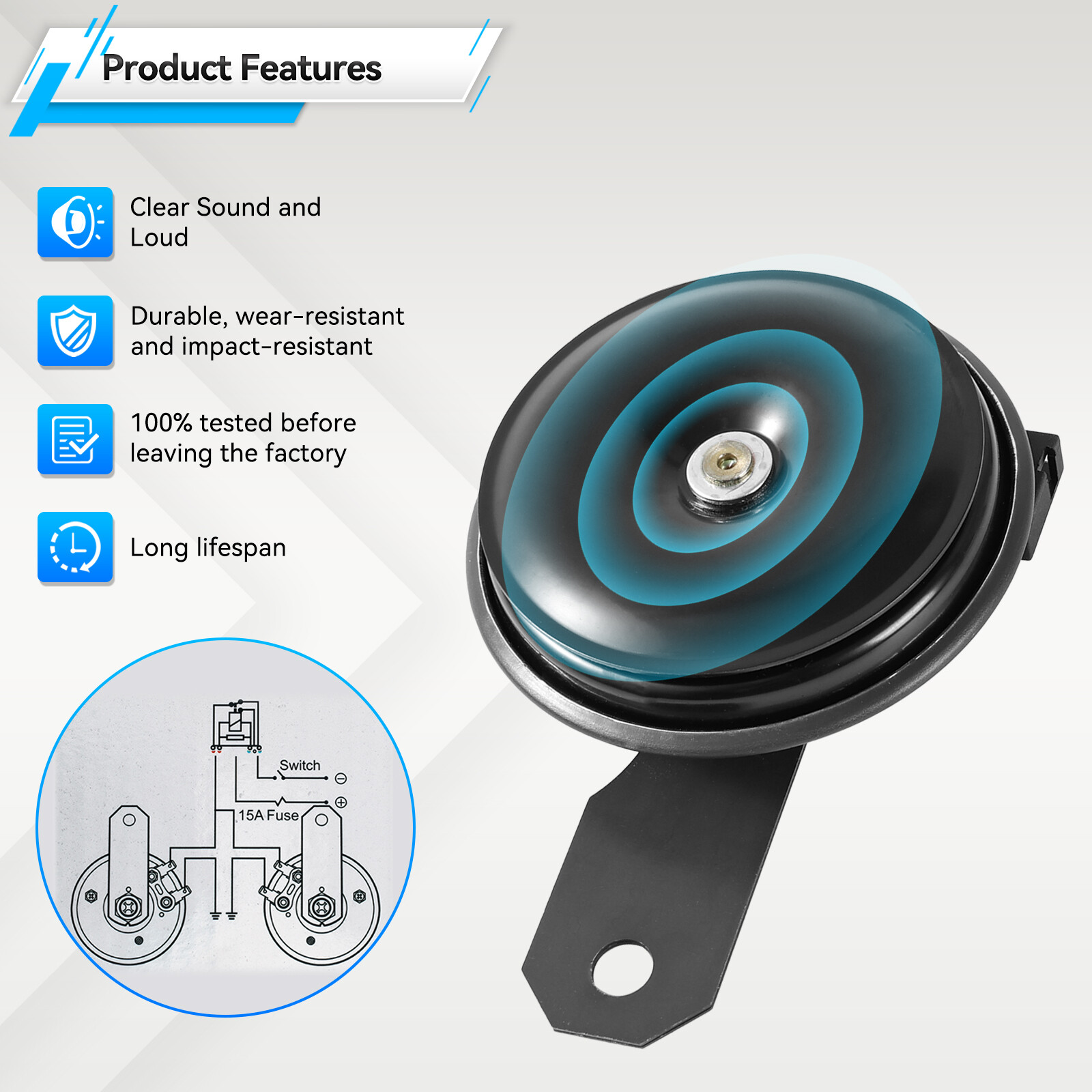 2Pcs Car Motorcycle High & Low Tone Disc Horn For Toyota Corolla Highlander RAV4