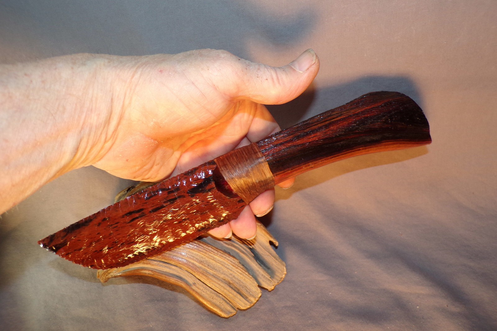 Mahogany Obsidian Cody Knife Manzanita Handle Flint Knapping Black Powder COA