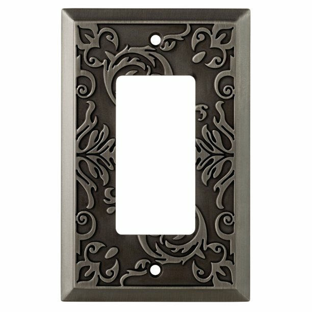 Decorator Wall Plate GFCI Rocker Gang Fairhope Heirloom Silver