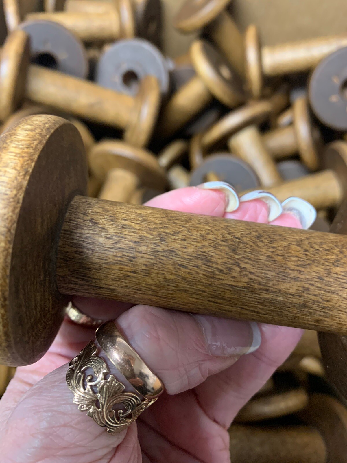 10 Silk Spools Bobbins Wood Factory Reclaimed Industrial Quills Wooden Textile