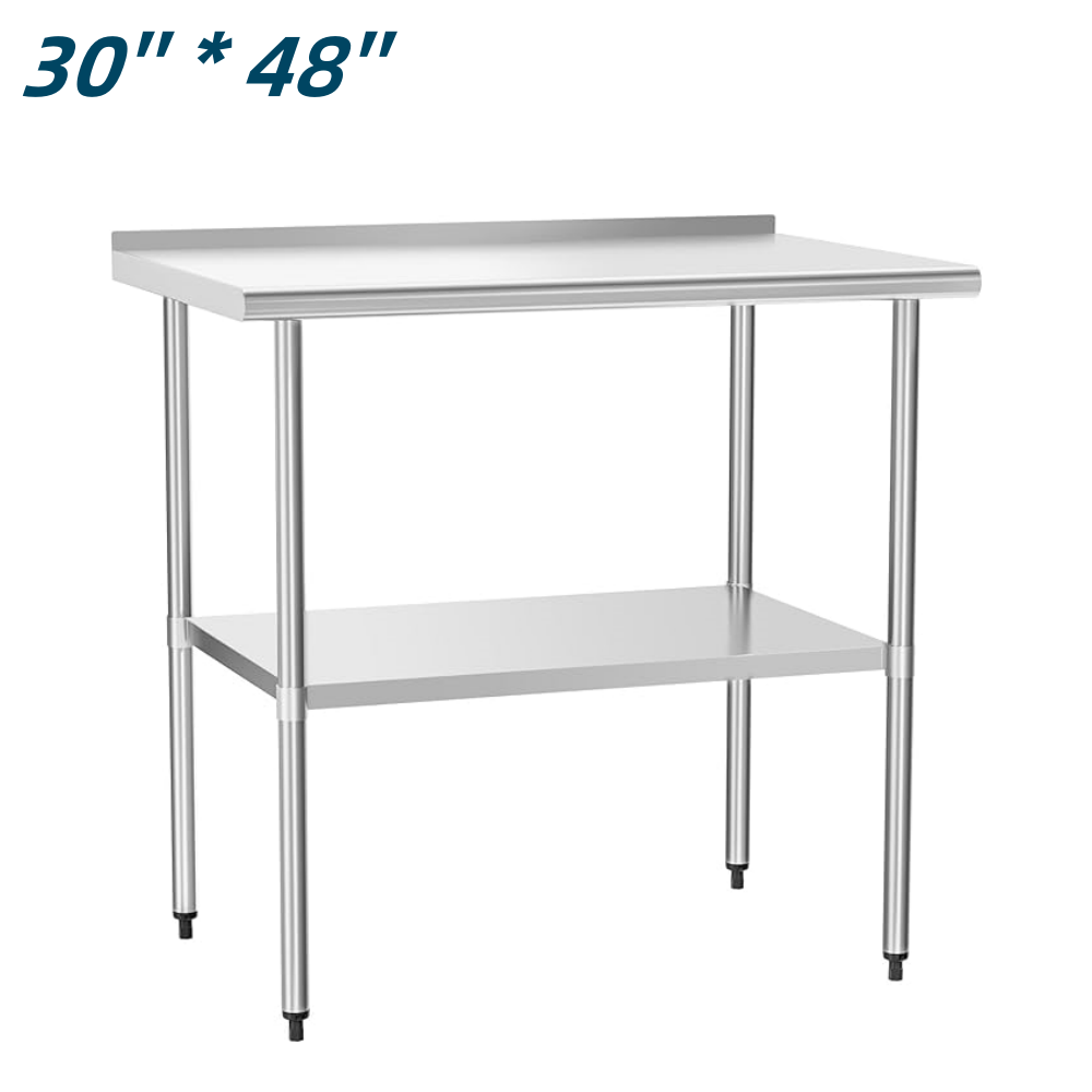Stainless Steel Commercial Kitchen Food For Prep Table Work with Backsplash NSF
