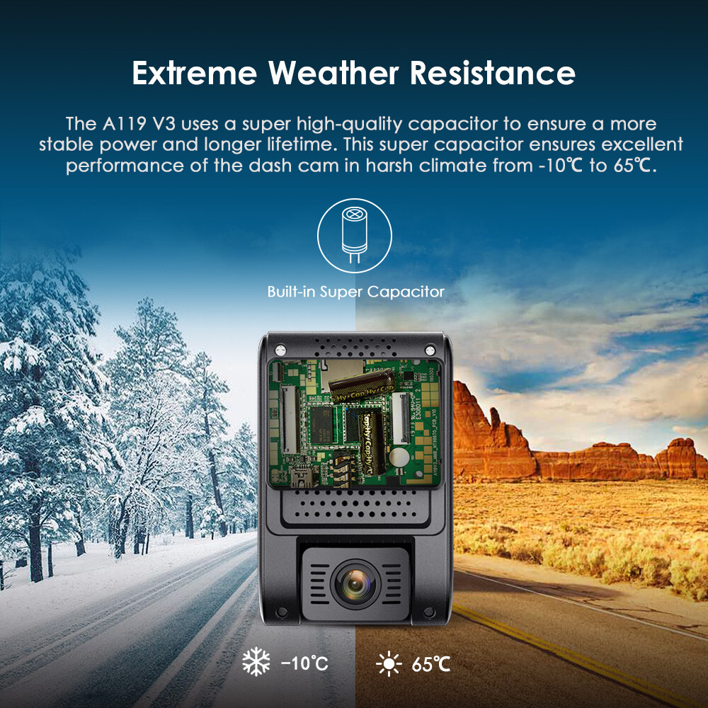 VIOFO A119 V3 Dash Cam 2K 2560x1600P Quad HD+ Car Dash Camera with GPS Logger