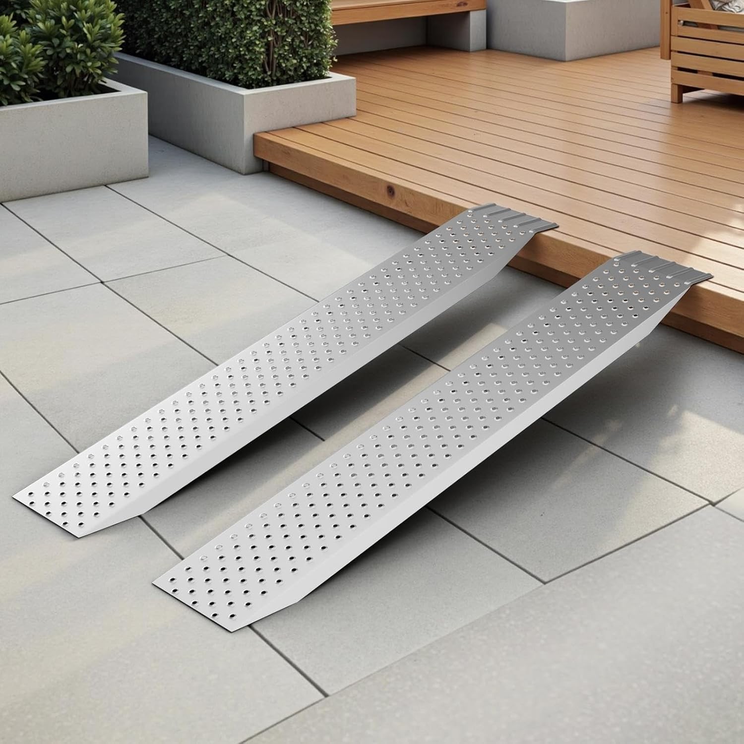 2PCS 9x63inch Aluminum Shed Ramps, Riding Mower Loading Ramps 880lbs Capacity