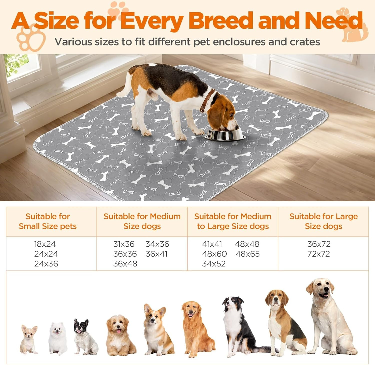 Washable Pee Pads for Dogs, 2Pack Reusable Puppy Pads, Fast Absorbent Dog Pee Pa