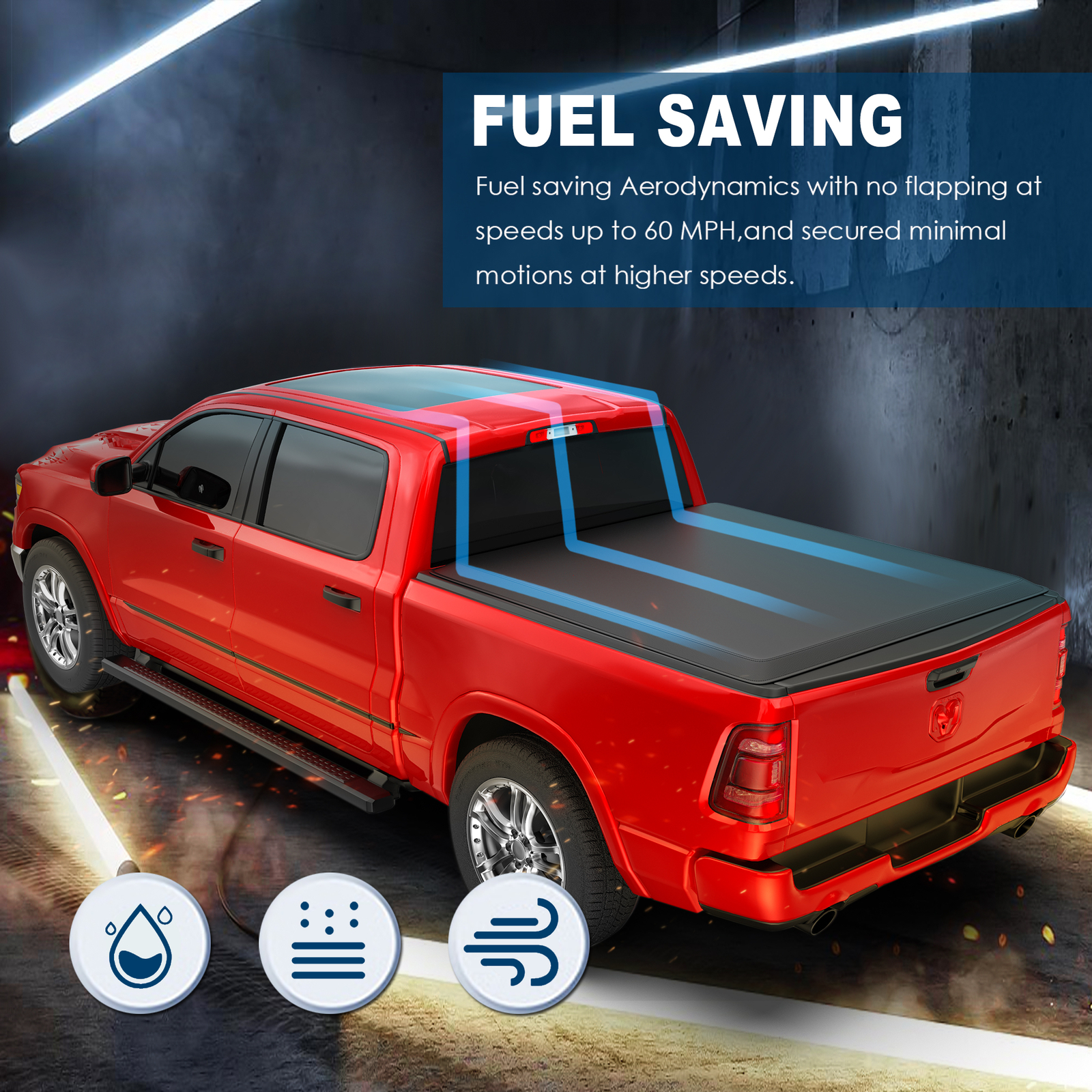 6.4FT/6.5FT 4 Fold Soft Bed Tonneau Cover For 02-23 Ram 1500 03-23 Ram 2500/3500