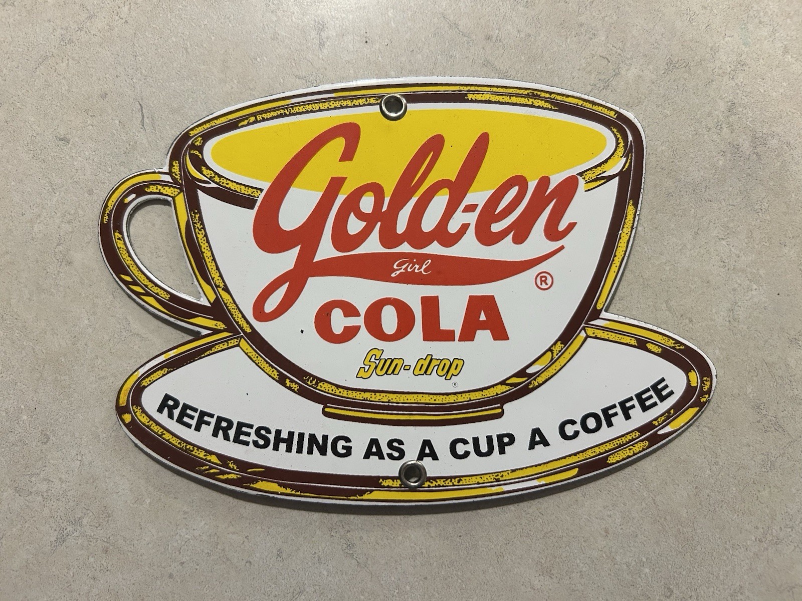 Gold-en Cola Sun Drop Porcelain Sign