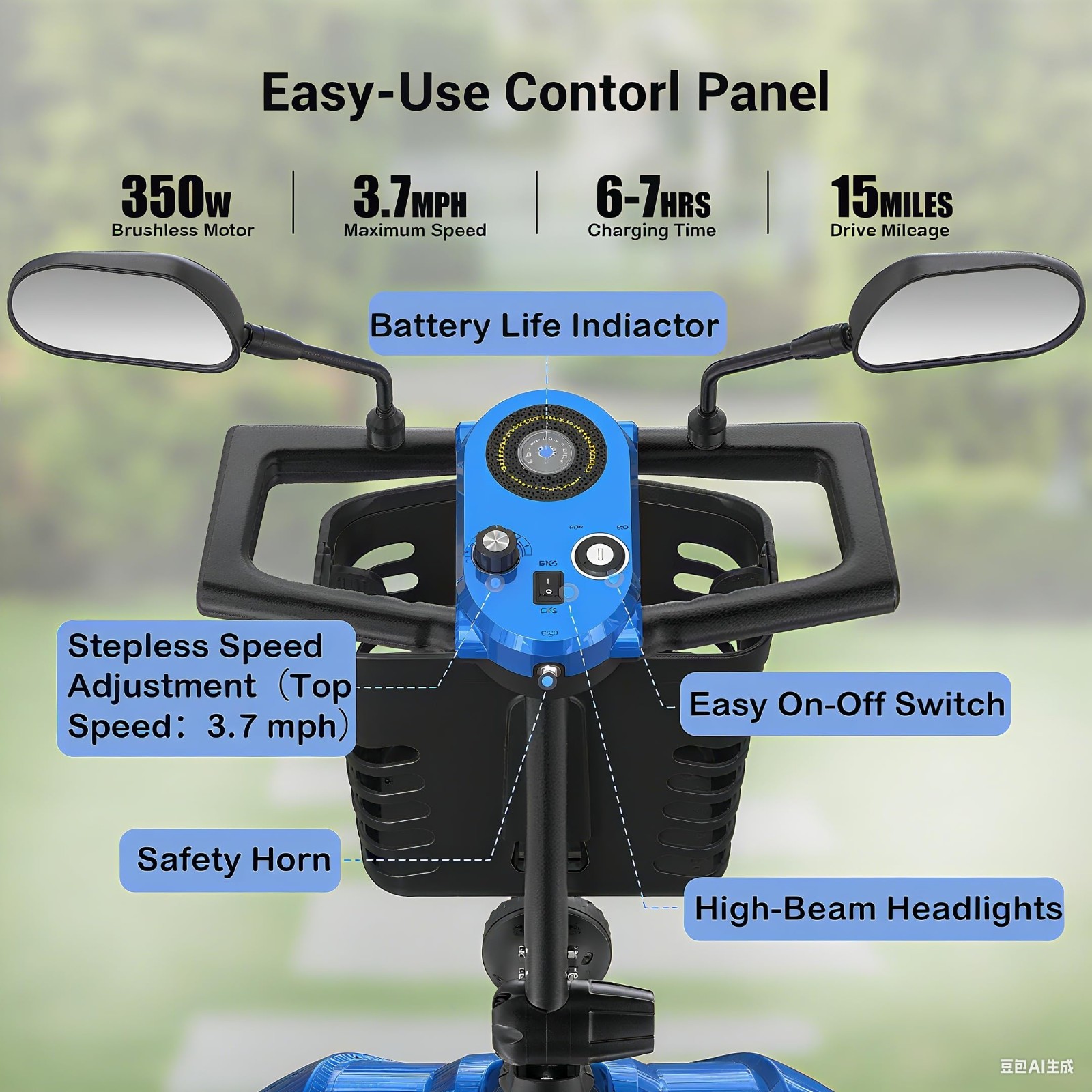 4 Wheels Mobility Scooter Power Wheelchair Folding Electric Scooters 15Miles