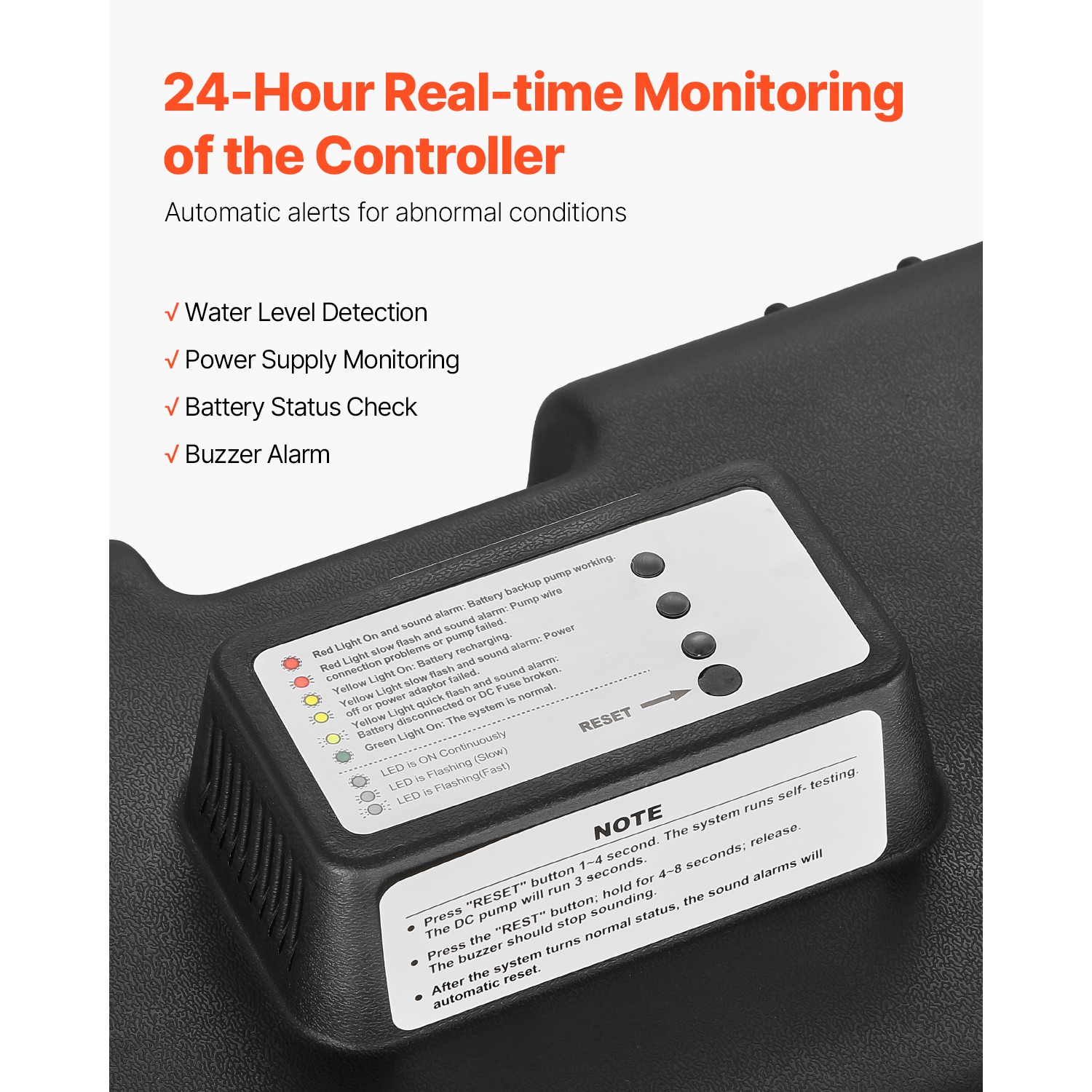 Basement Emergency Back-Up Sump Pump Backup Sump Pump System 2000GPH 0.17 HP