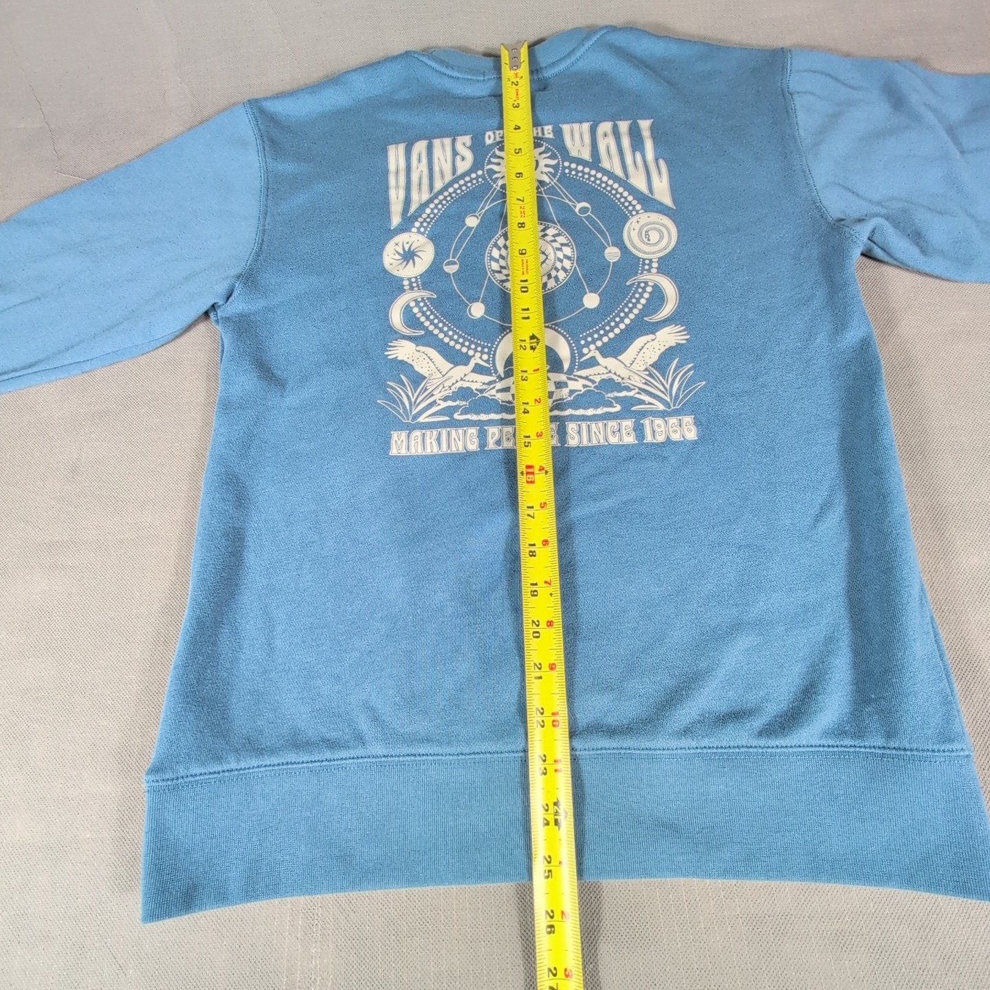 Vans Off The Wall Crew Neck Sweater Baby Blue Unisex - Small