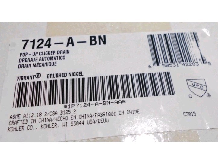 Kohler® 7124-A-BN Pop-Up Clicker Drain With Overflow Vibrant® Brushed Nickel