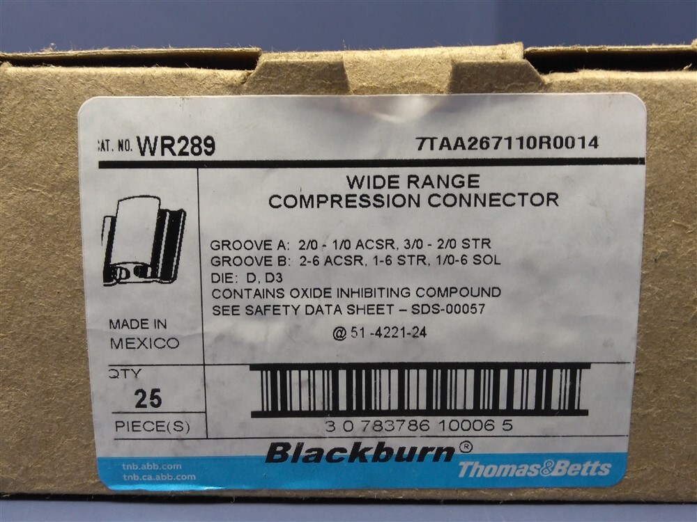 (25) Thomas&Betts Blackburn Wide Range Compression Connectors WR289