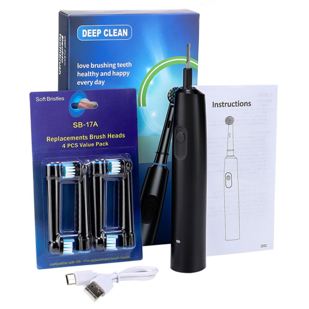 Pro Rotating Electric Toothbrush Rechargeable With 4 Brush Heads 5 Modes Timer