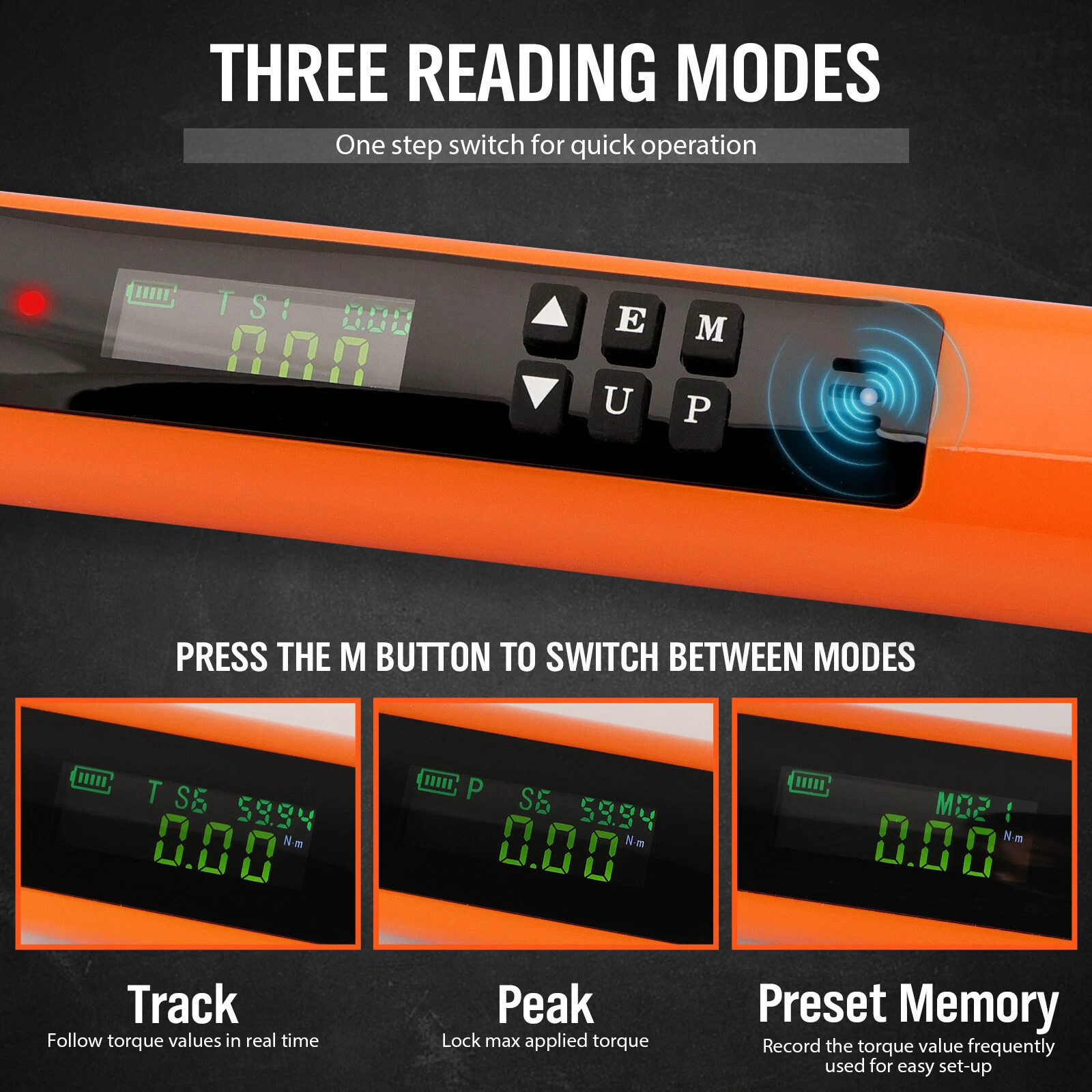 6PC 3/8" & 1/2' Drive Electronic Digital Torque Wrench Adjustable Set 3-340N.m