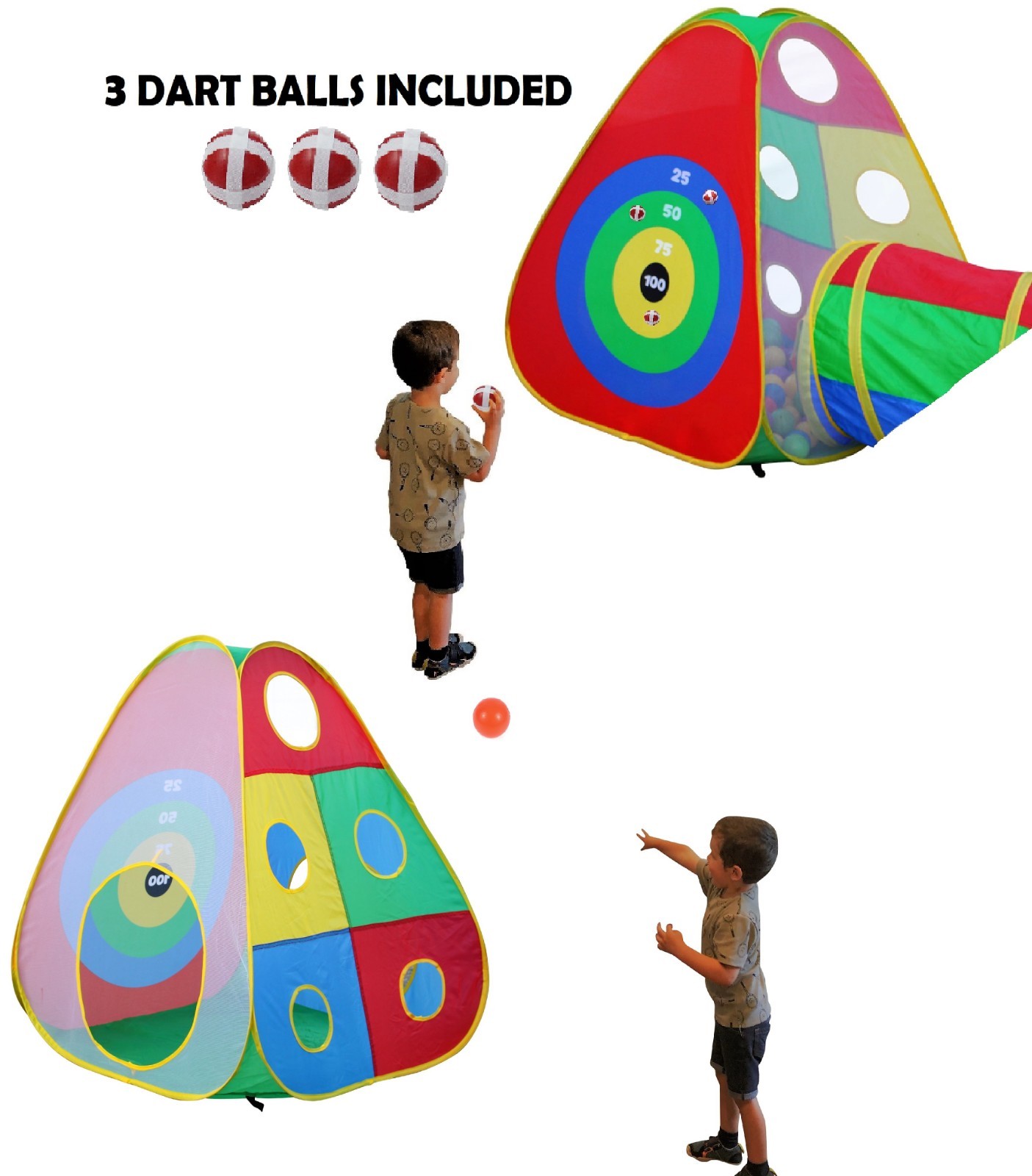 Fun Gift Kids Ball Pit Play Tents, Tunnels, Dart &Target Walls, FREE Fast Ship!!