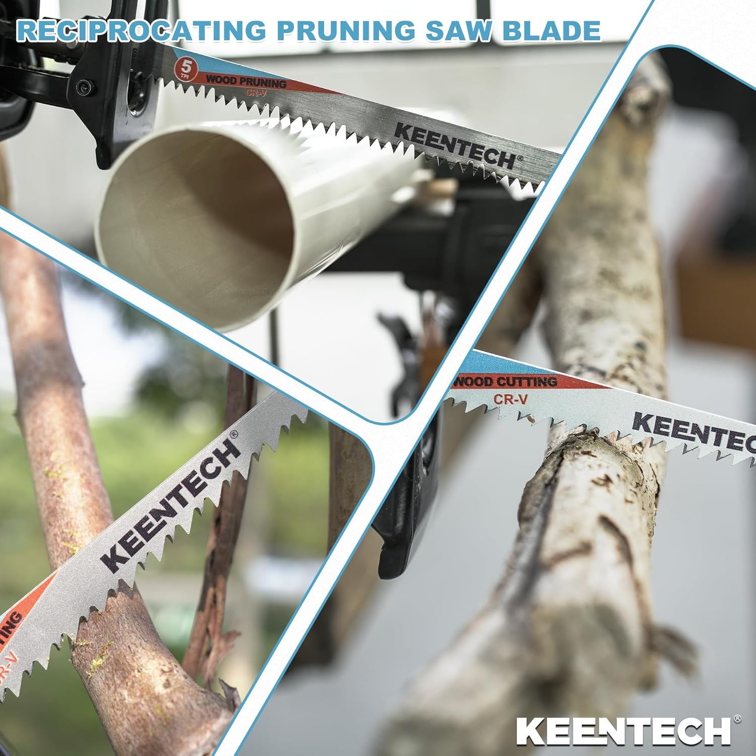KEENTECH 12" Reciprocating Saw Blades, 5-Pack Wood & Tree Pruning, 5 TPI