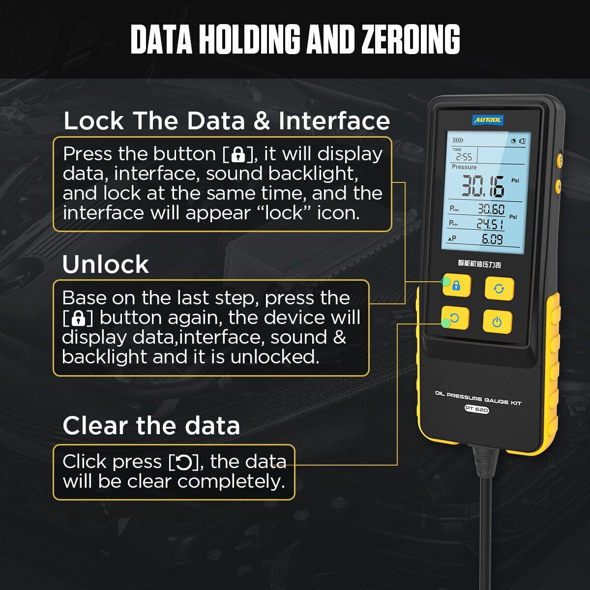 Oil Pressure Tester Kit Tool 0-426 PSI Engine Oil Pressure Tester Digital Gauge