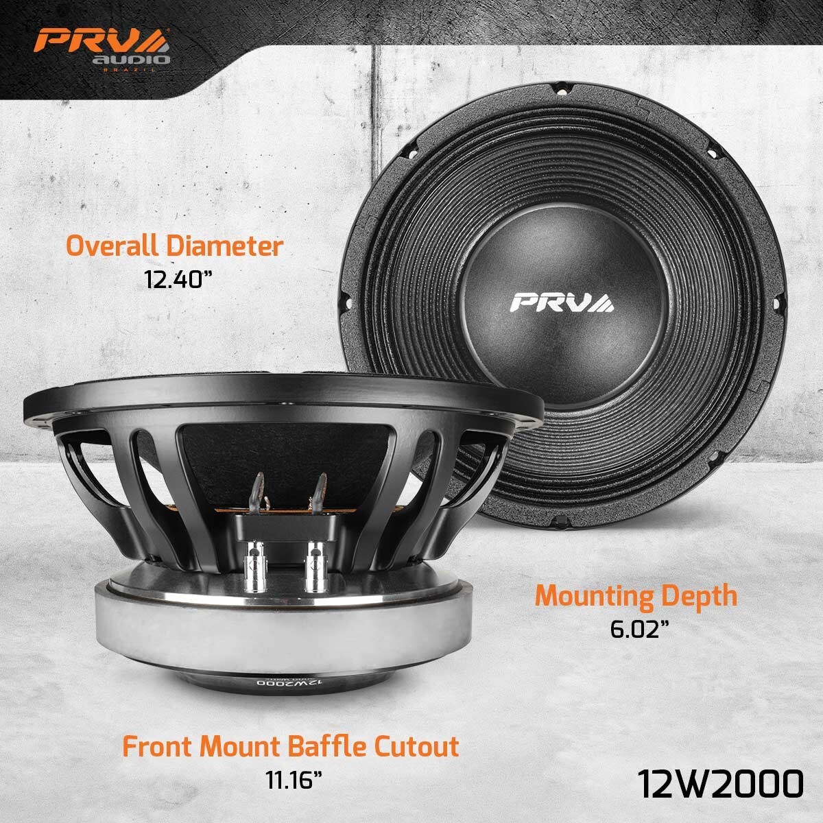 PRV Audio 12W2000 Low Frequency Woofer PRO Loudspeaker 12" 8 Ohm 2000 Watts