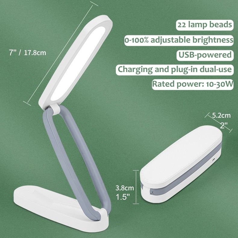 LED Desk Lamp – Rechargeable, Foldable, Portable Light with 3 Brightness Levels