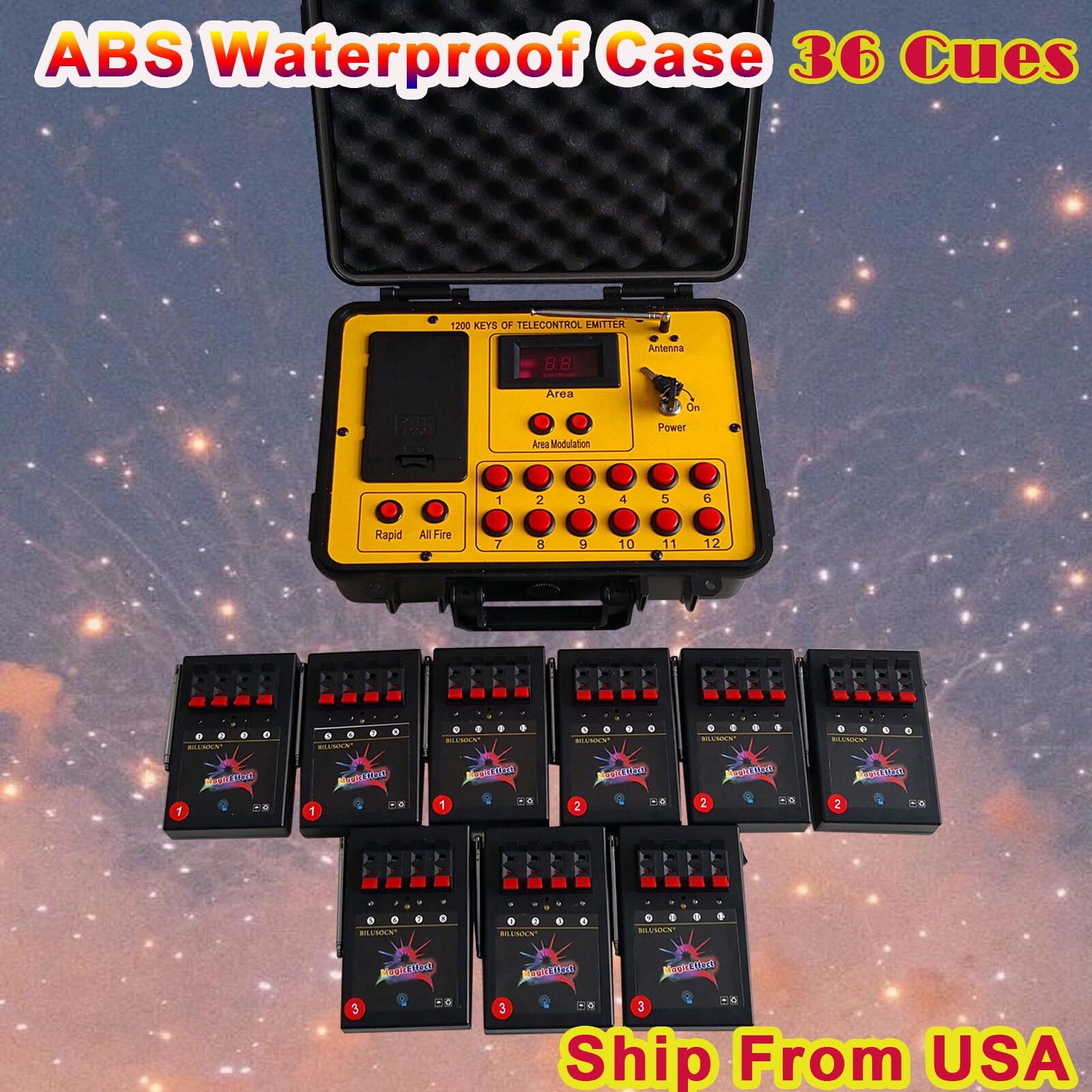 36 Cues ABS Waterproof Case fireworks firing system Remote control 500M distance