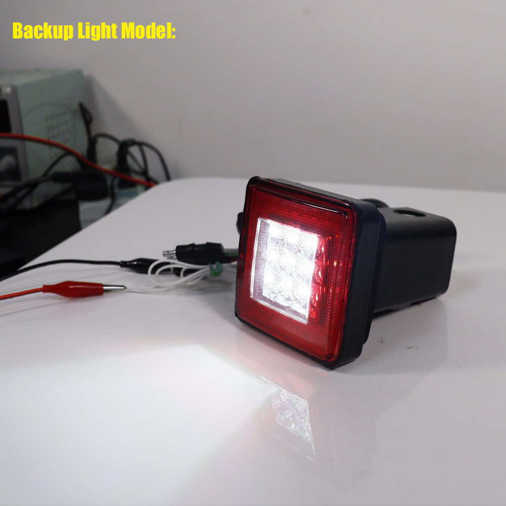 Red 80 LED Tow Hitch Red Driving Brake Lamp w/ White Backup Light 4 Way Fits 2"