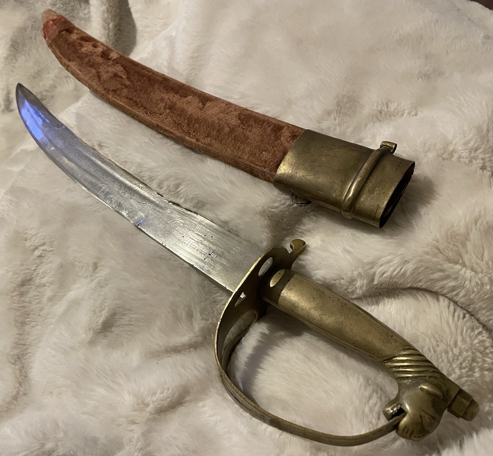 VIntage Shamshir India Dress Sword with Brass Scabbard 22”