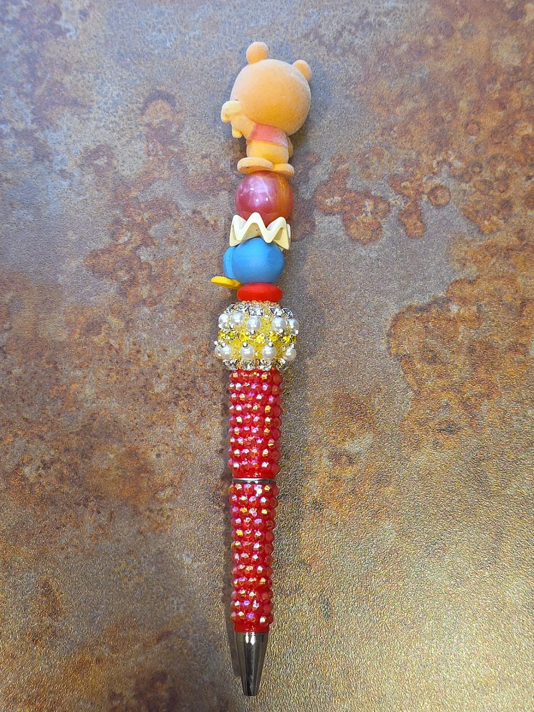 Disney Doorables Beaded Character Pen Winnie the Pooh Flocked Handmade
