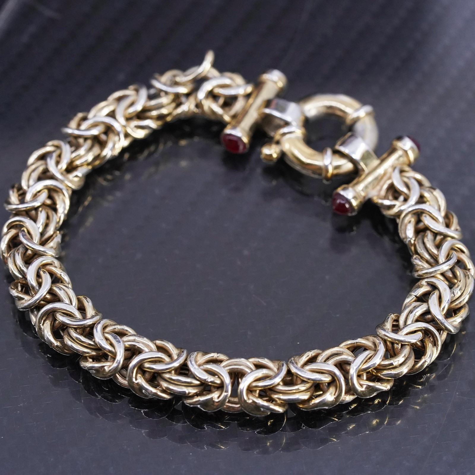 Italian Vermeil Gold Sterling Silver 925 Byzantine Bracelet