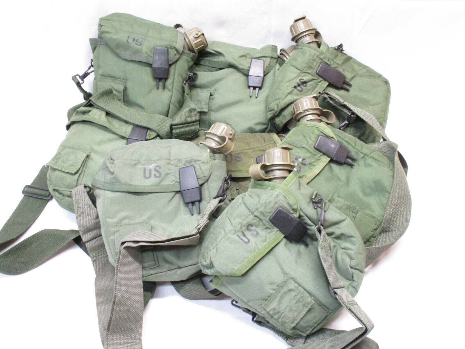 US Military 2 QT Collapsible Water Canteen with 2 Quart Pouch Cover & Sling EXC