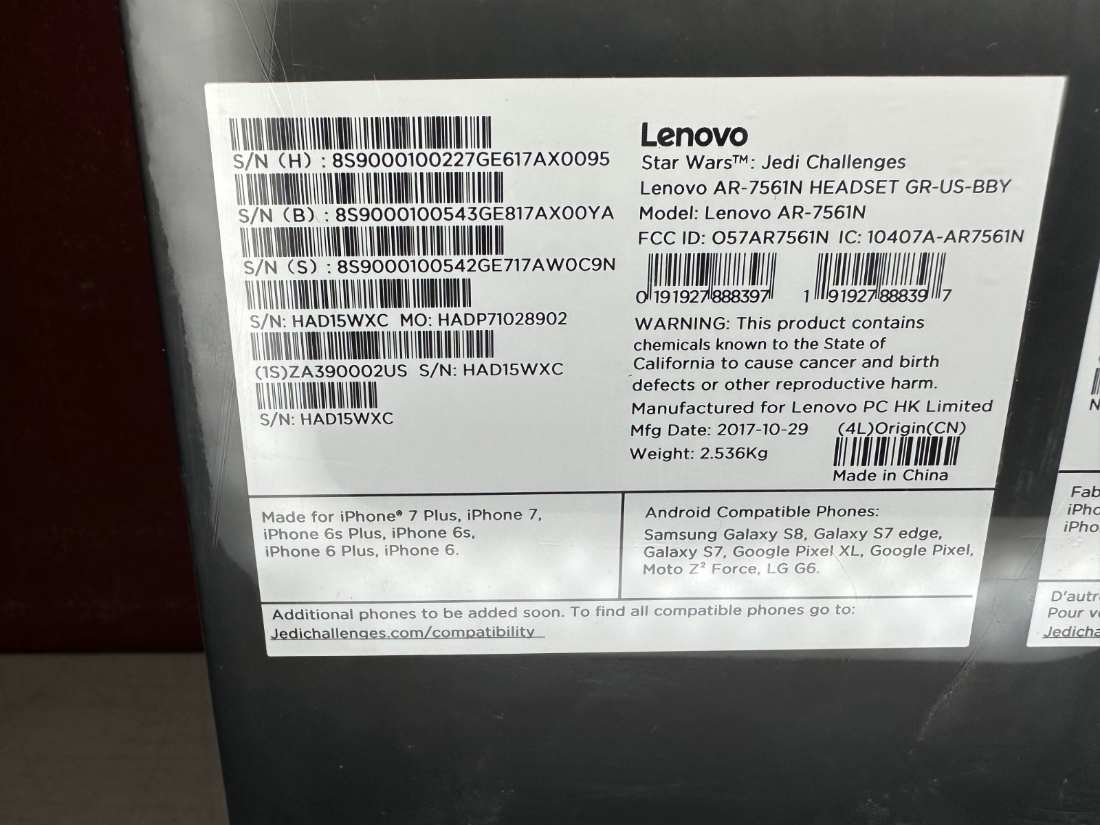 Lenovo Star Wars Jedi Challenges AR Headset & Lightsaber Set NEW SEALED