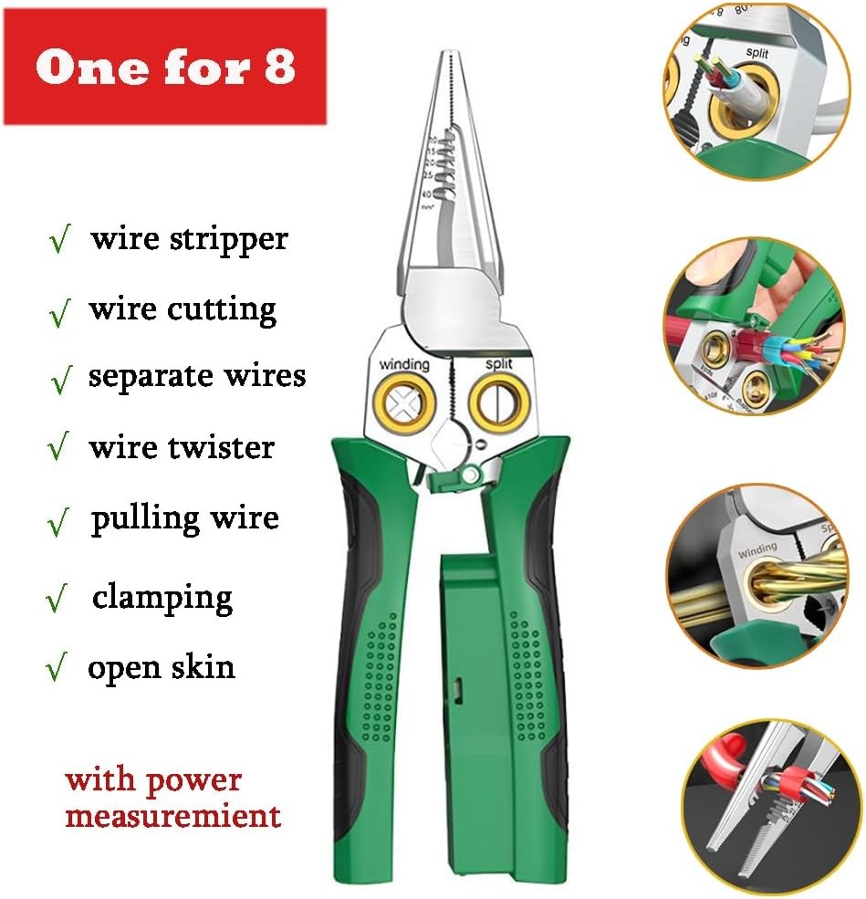 8-In-1 Wire Stripper Twister Set - Includes Cable Scissors Voltage Tester Pliers