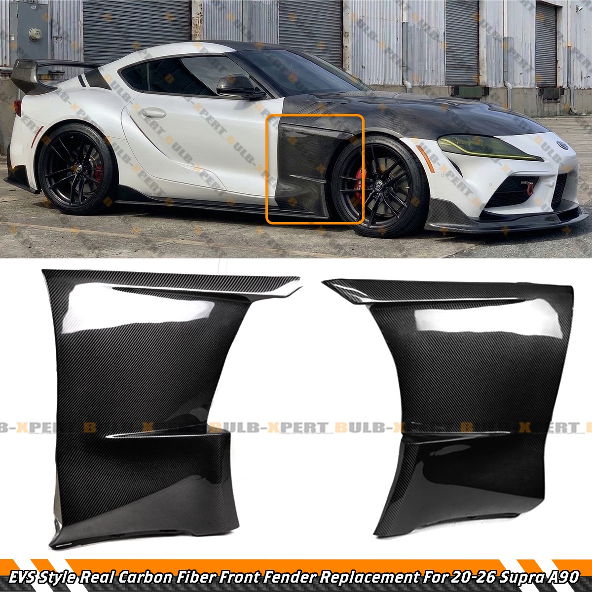 For 2020-26 Toyota GR Supra A90 EVS Style Carbon Fiber Front Fender Panel Cover