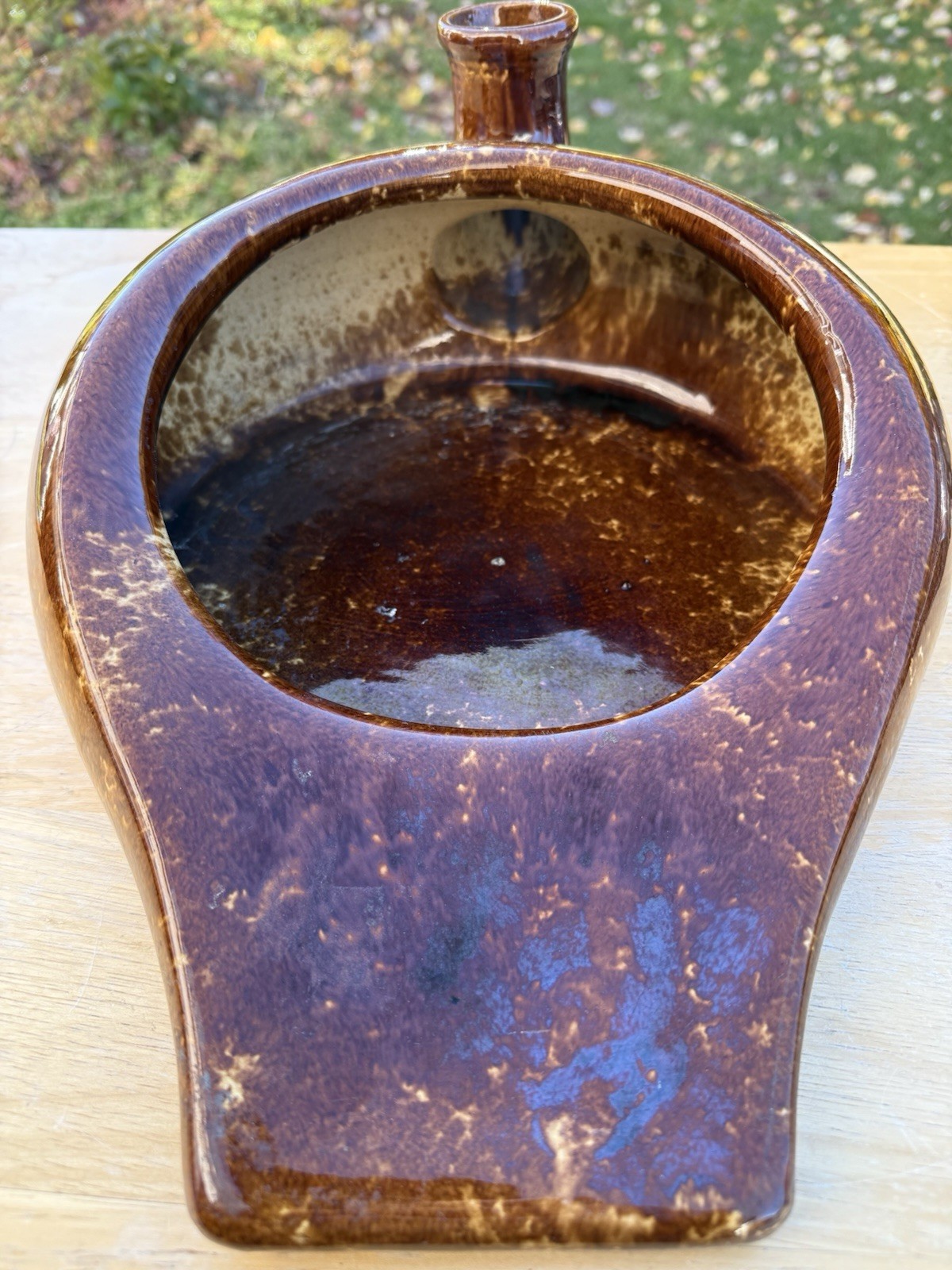 Antique 1800s Bennington Pottery Brown Splatterware Bedpan Urinal Chamber Pot