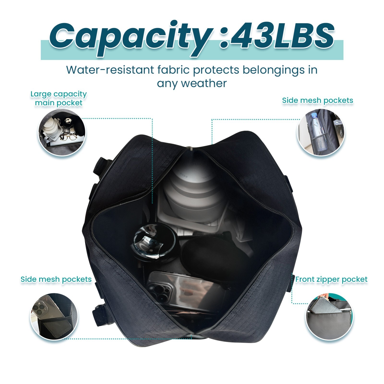 Wheelchair Accessories Bag-Waterproof,Double-Stitched,Machine Washable for Adult