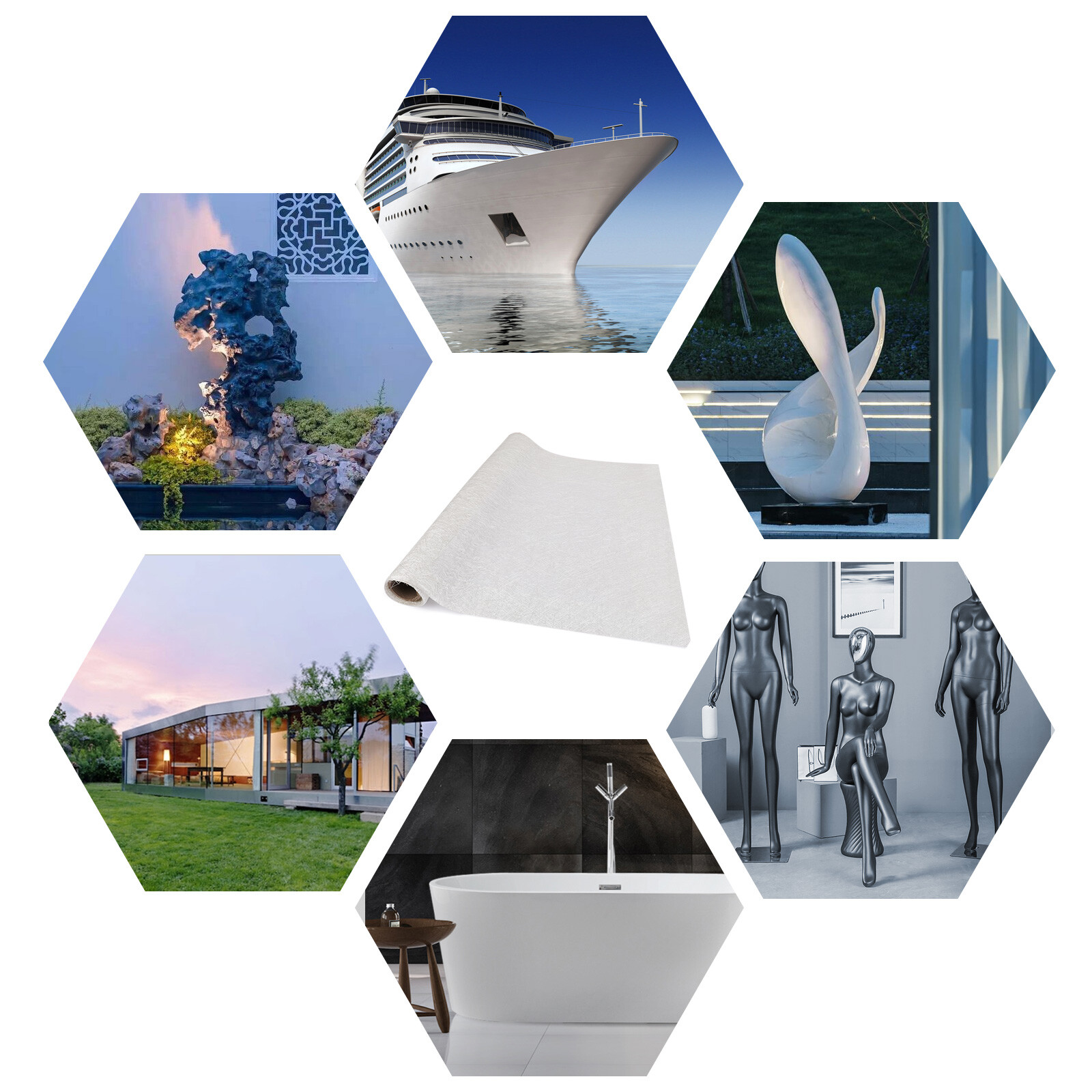 154FT 300gsm Fiberglass Chopped Strand Mat 1.5 oz for Roofing Boat Marine Repair