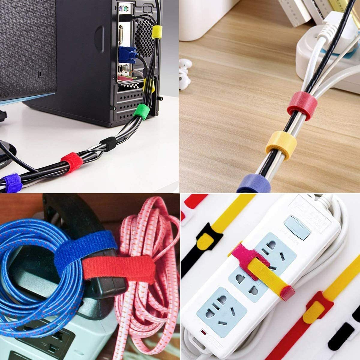 100 Cable Straps black Wire Cord Hook Loop Ties Reusable Fastening Organizer-Lot