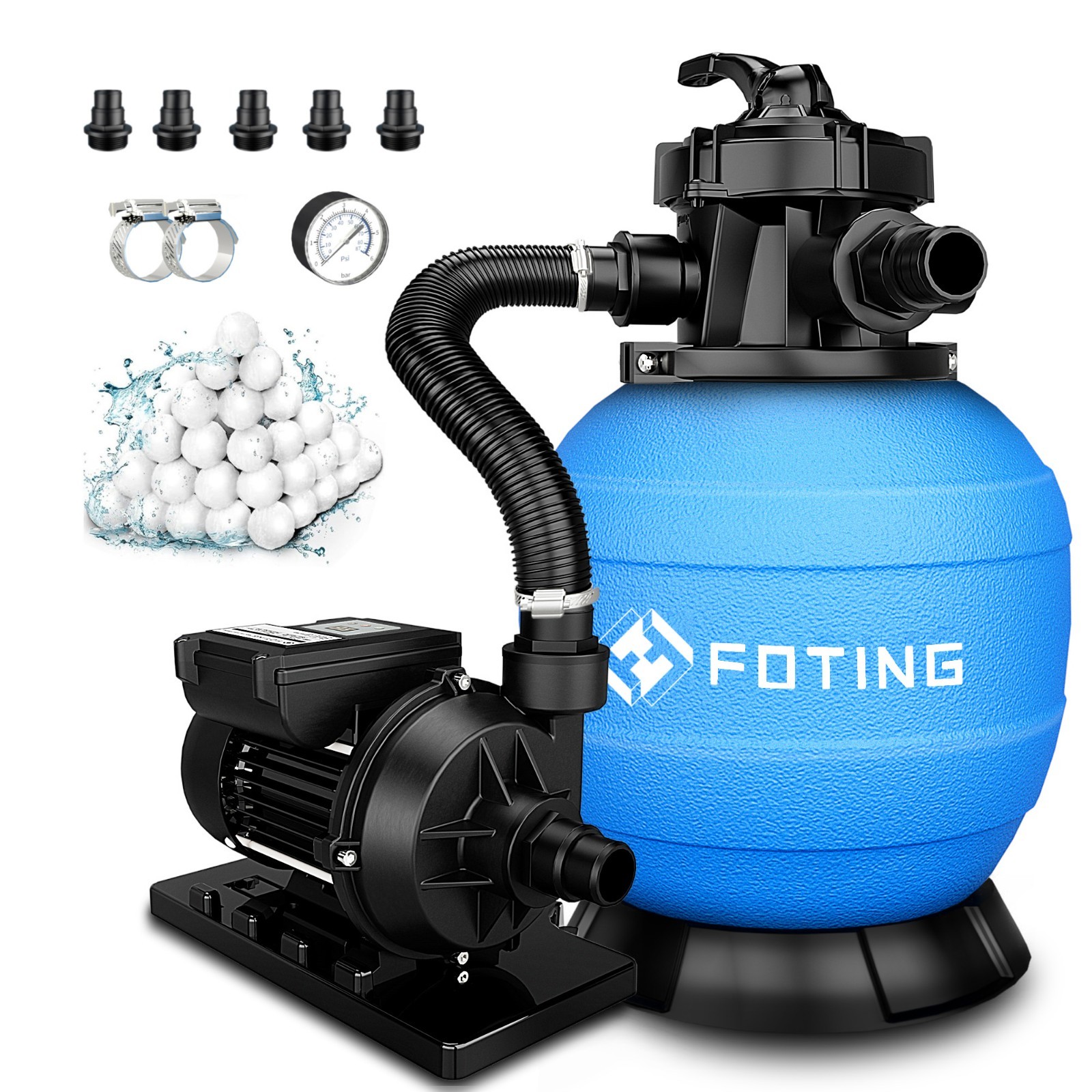 FOTING Sand Filter Pump for Above Ground Pool with Timer, Swimming Pumps System