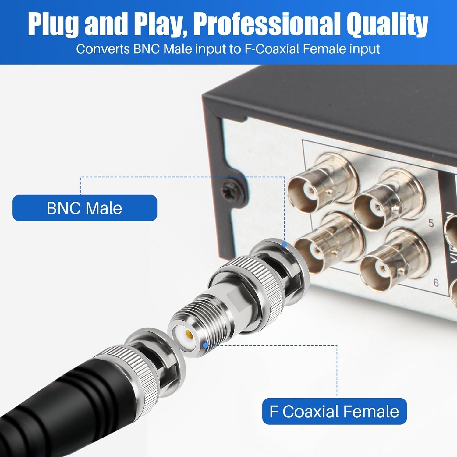F-Type Female to BNC Male Connector F Type RF Jack Coaxial Adapter Converter Lot