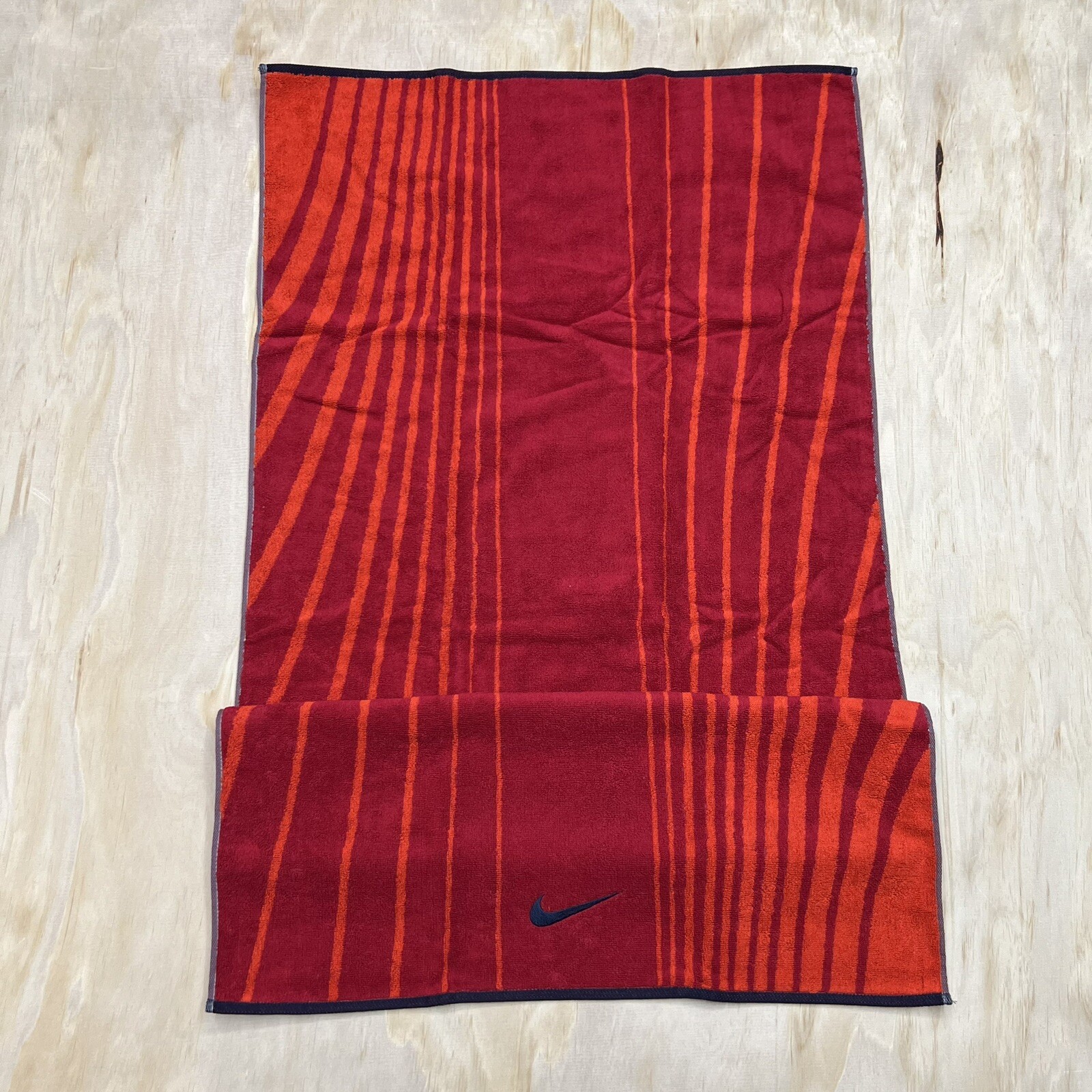 NEW Nike Striped Jaquard Cotton Towel 60cm x 120cm 24"x48" Red