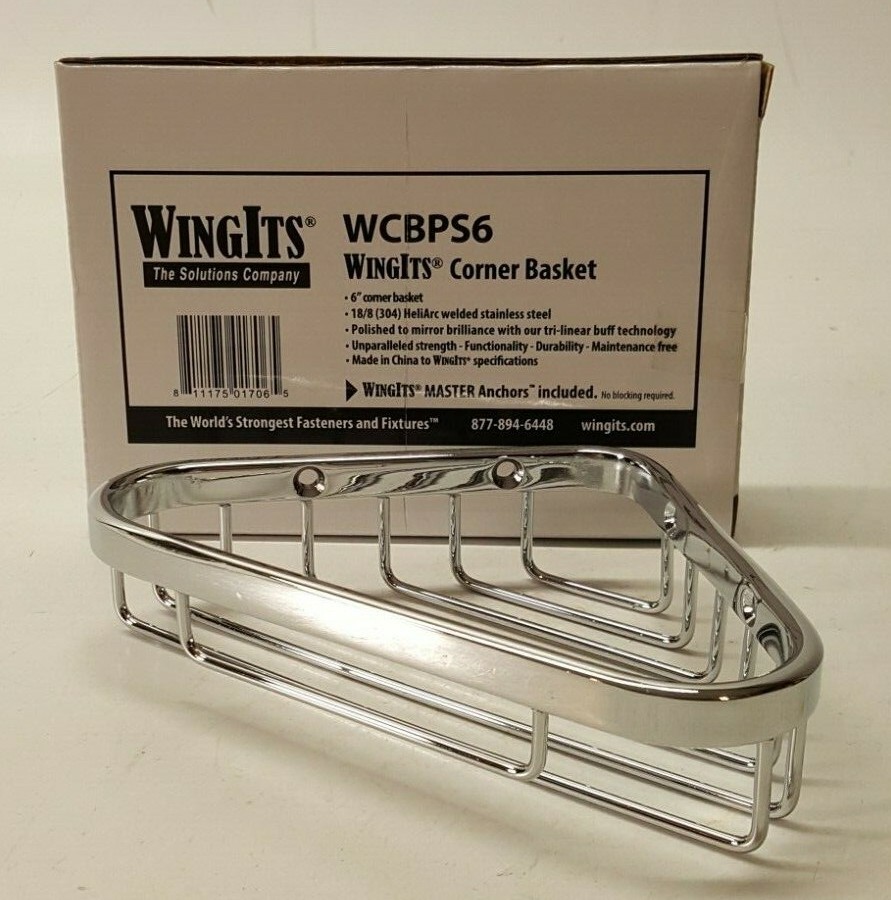 WINGITS Stainless Steel Corner Basket, 7 In W, SS, Polished, WCBPS6