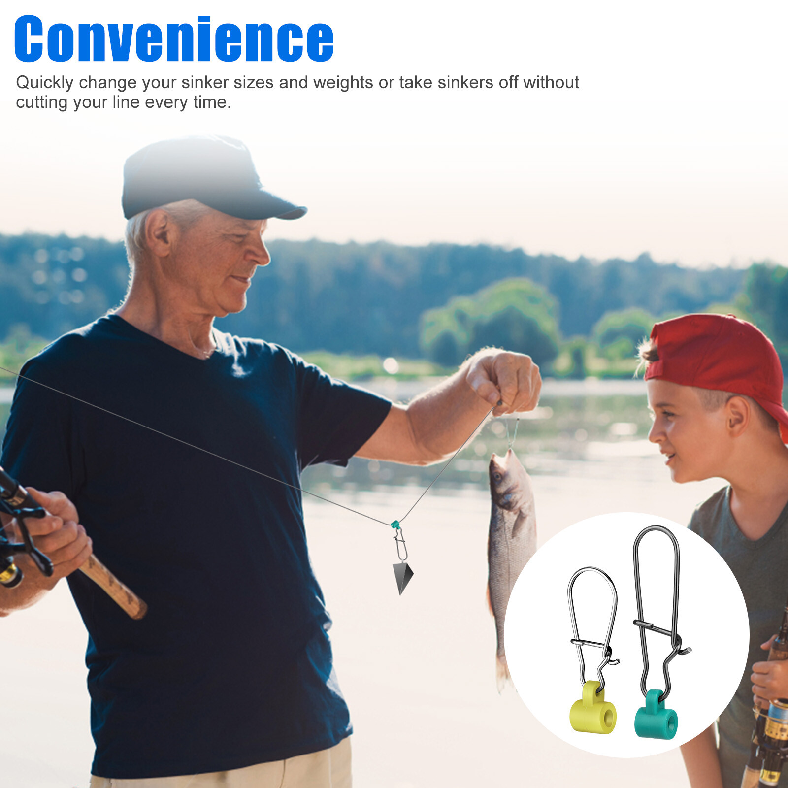 100/50X Heavy Duty Fishing Sinker Slide Stainless Steel Fish Line Finder Slider