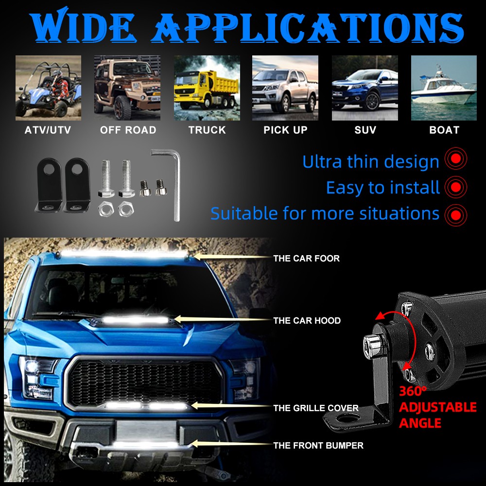 Ultra-thin 1200W 10inch Led Light Bar Flood Spot Combo Offroad Truck UTV SUV 12"