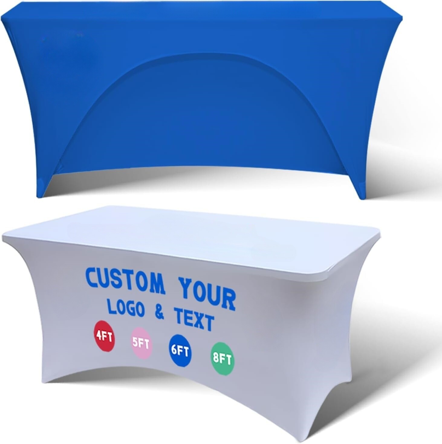 Custom Table Cloth with Business Logo Text Photo Personalized Stretch 4/5/6/8FT