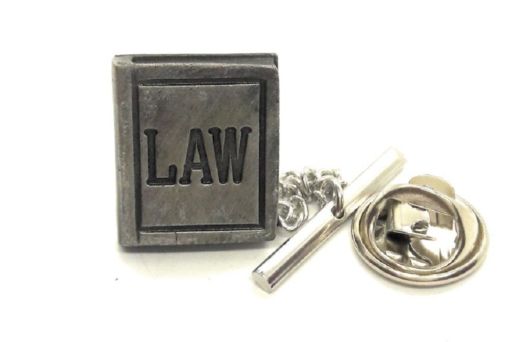 PEWTER LAWBOOK TIE TACK / LAPEL PIN