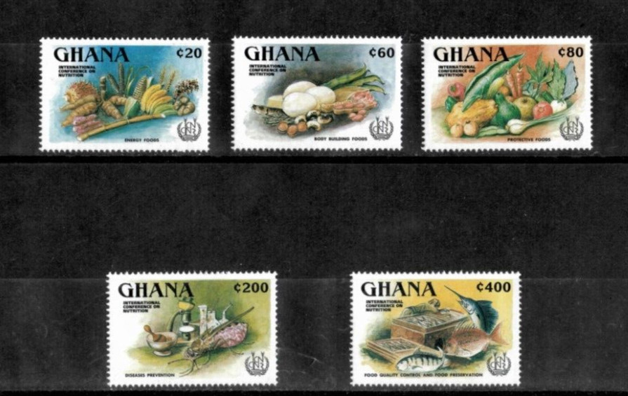 Ghana 1993 - Nutrition - Set of 5 Stamps - Scott #1515-9 - MNH